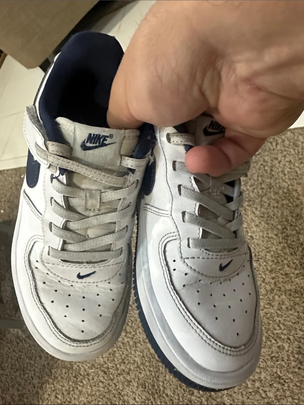 Nike Kids air force 1 Navy and White Athletic leather Sneaker